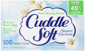 Sun Cuddle Soft Fabric Softener Dryer Sheets, Fresh Morning Breeze, 100 Count