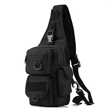Barbarians Tactical Sling Bag Pack with Pistol Holster, Military Shoulder Bag Satchel, Range Bag Daypack Backpack
