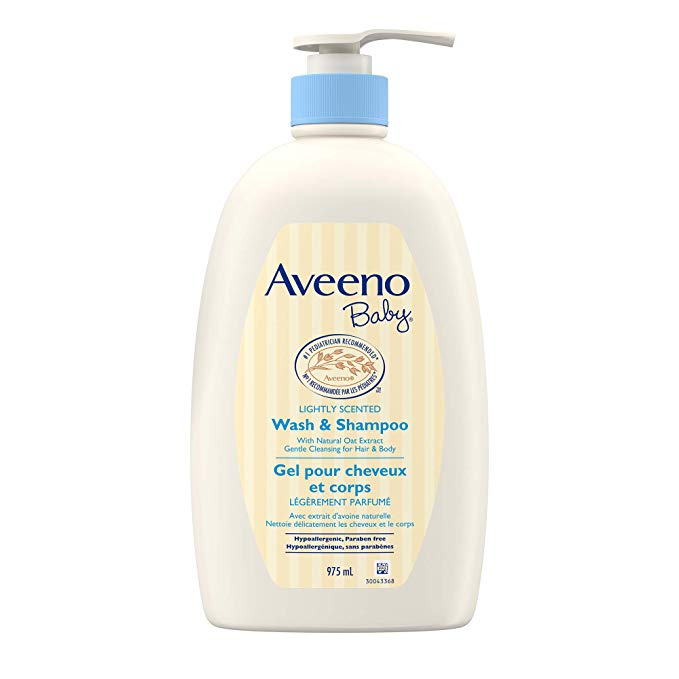 Aveeno Baby Body Wash and Shampoo for Bath with Oat Extract, Mild, Paraben Free, 975 mL