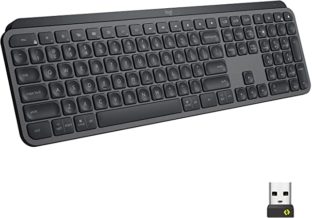 Logitech MX Keys Advanced Illuminated Wireless Keyboard for Business, Logi Bolt USB Receiver, Bluetooth, Backlit Keys, Rechargeable, Windows/Mac/Linux - Graphite