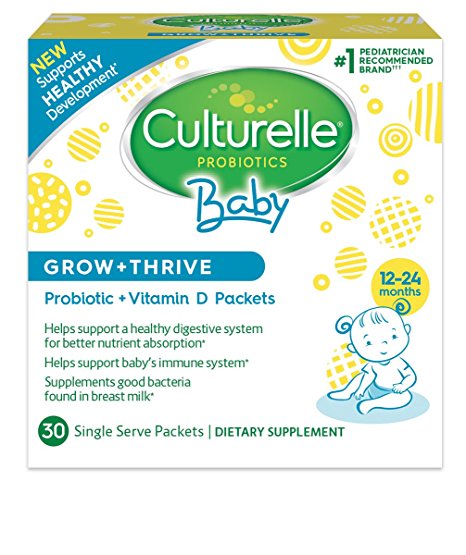 Culturelle Baby Grow   Thrive Probiotics   Vitamin D Packets | Supplements Good Bacteria Found in Breast Milk | Helps Promote a Healthy Immune System & Develop a Healthy Digestive System* | 30 Count