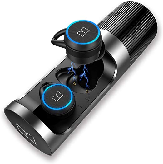 Monster True Wireless Earbuds, Bluetooth 5.0 in-Ear Headphones with Charging Case, TWS Stereo Earphones Deep Bass Sound, IPX5 Waterproof, Built-in Mic, Clear Call, Secure Fit for Sports