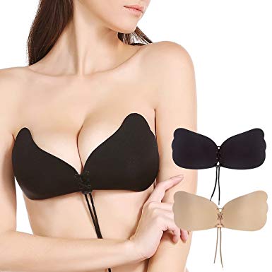 Romals Strapless Backless Bra, Adhesive Bra Reusable Invisible Silicone Bra Push up
