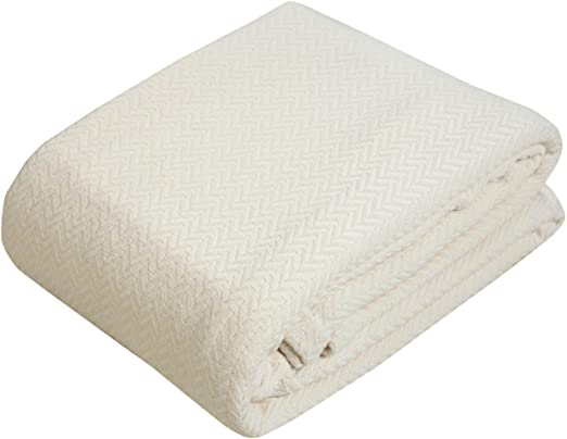 100% Soft Premium Ringspun Cotton Thermal Blanket - Full/Queen - Ivory - Snuggle in These Super Soft Cozy Cotton Blankets - Perfect for Layering Any Bed - Provides Comfort and Warmth for Years