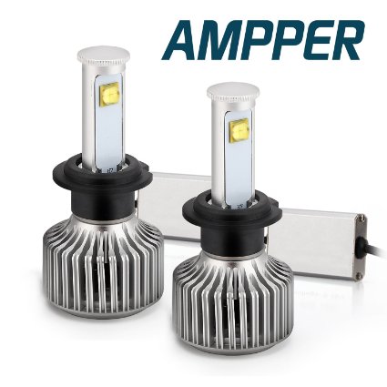 H7 LED Headlight Bulbs - Arc Beam All in One Conversion Kit, Ampper 80W 8,000Lumen 6K Cool White CREE Chips for Car Headlight Replace (Pack of 2)