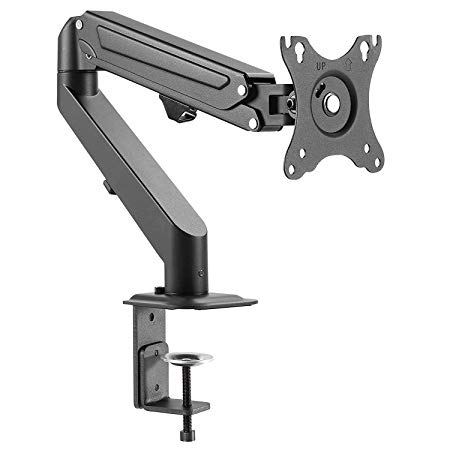 AVLT-Power Single Monitor Desk Stand - Mount 14.3 lbs Ultrawide Computer Monitor on Full Motion Adjustable Arm - Organize Your Work Surface with Ergonomic Viewing Angle VESA Monitor Riser