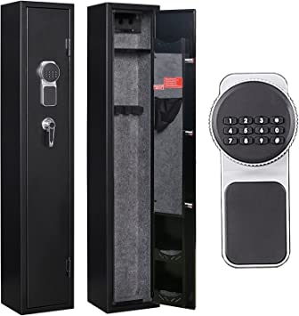 KAER Gun Safes Rifle Digital Quick Access Electronic Firearm Safe with 180-Degree Full Access Door and Removable Shelf for 2 Home Rifles with Pistols Pistol Rack and Ammunition Storage Shelves