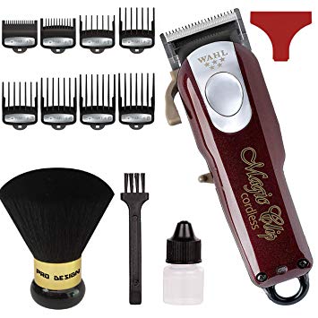 Wahl Professional 5-Star Cord/Cordless Magic Clip #8148 – Great for Barbers and Stylists – Precision Cordless Fade Clipper Loaded with Features – 90  Minute Run Time (Burgundy)