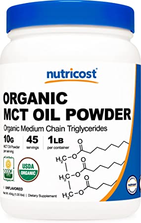 Nutricost Organic MCT Oil Powder 1 LB - Certified USDA Organic, Great for Keto, Ketosis and Ketogenic Diets - Zero Net Carbs (Medium Chain Triglyceride)