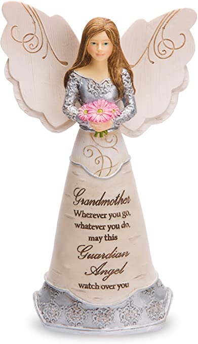 Pavilion Gift Company Elements - Grandmother Guardian Angel Figurine 6 Inch, Solid, Pink