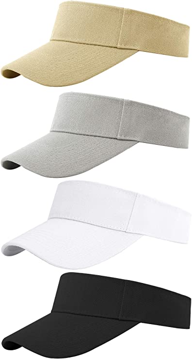 Cooraby 4 Pack Sports Visor Hats Adjustable Cap One Size Outdoor Sun Sports Visor for Women and Men