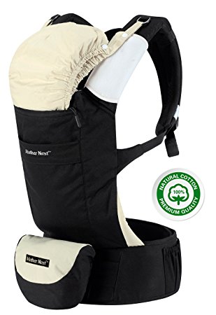 Mother Nest Baby Carrier Ergonomic for Infants & Toddlers(12-33 lbs) - Front & Back Positions - 100% Cotton Machine Washable - 4 Multifunction Pockets - 2 Soft Removable Drool Pads