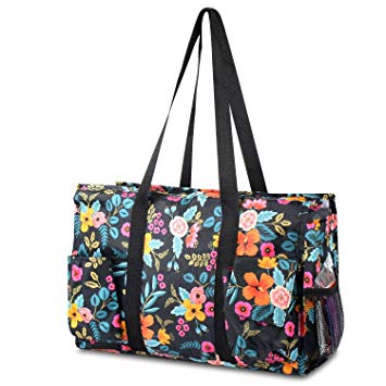 Zodaca Lightweight All Purpose Utility Tote Bag, Multi-color Marion Floral Print