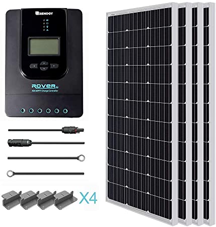 Renogy 400 Watt 12 Volt Monocrystalline Solar Starter Kit with 40A Rover MPPT Charge Controller