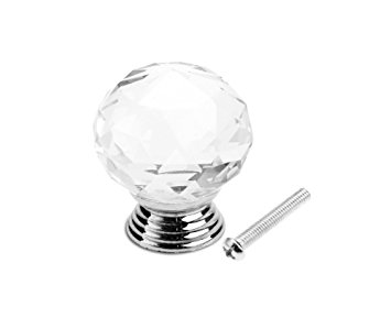 10 X Crystal Acrylic Glass Diamond Cut Door Knobs Kitchen Cabinet Drawer knobs with Screw for Home Decorating (30mm, Clear)