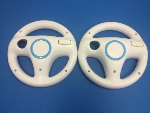 Mario Kart Racing Wheel for Nintendo Wii, 2 Sets White Color  Bundle