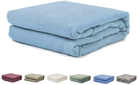 Homelux 100% Cotton Thermal Hospital/Home Twin Size Blanket - Sky Blue