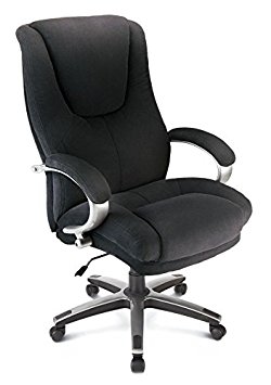 WorkPro Belbrook Executive Big Tall Fabric High-Back Chair, Black/Silver