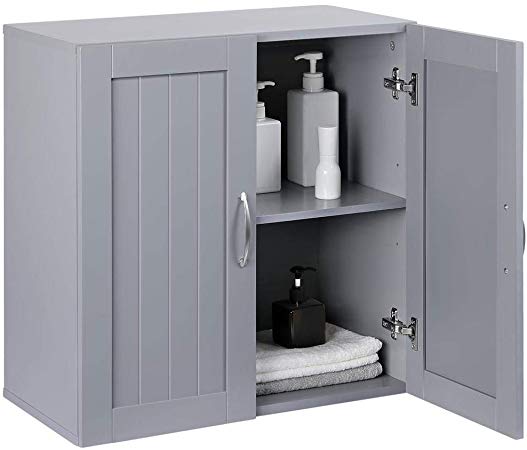 Yaheetech Bathroom Medicine Cabinet 2 Door Wall Mounted Storage Cabinet with Adjustable Shelf, 23.4in L x 12.2in W x 23.5in H, Gray