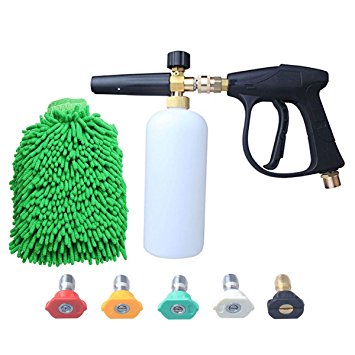 DUSICHIN DUS-006 3000 PSI High Pressure Washer Gun, M22 Thread, Snow Foam Lance, Snow Foam Cannon with Glove, 5 nozzle tips