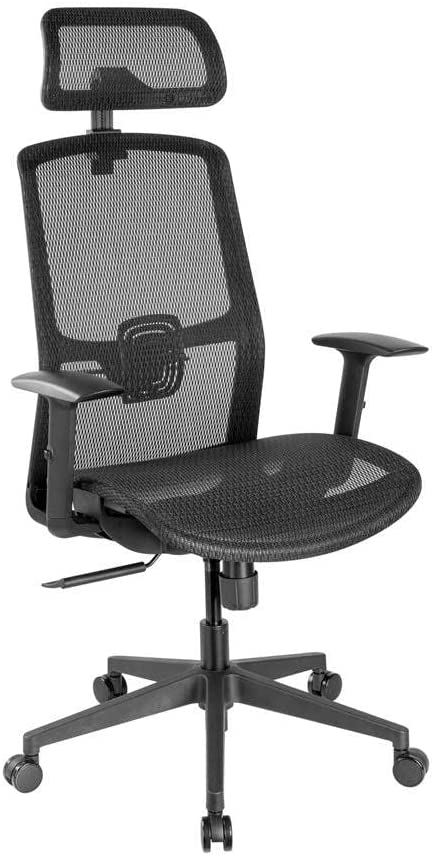 Monoprice WFH Ergonomic Office Chair with Mesh Seat, Adjustable Headrest, Lumbar Support, Armrests, Backrest - Workstream Collection
