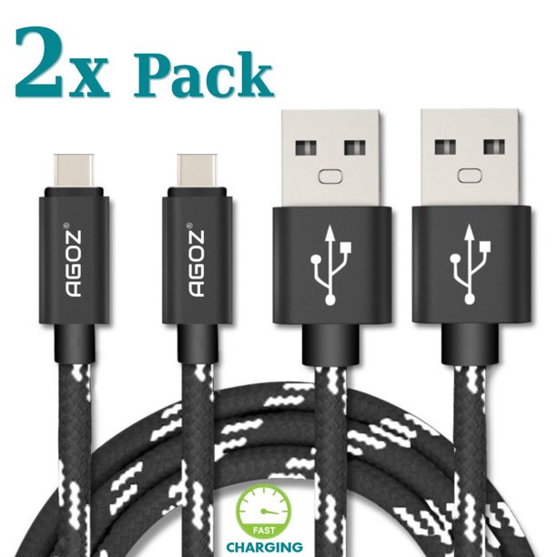 2 Pack 6ft Braided Type-C USB FAST Charging Charger Cable Cord For Samsung Galaxy S10 Plus, S10, S10e, S10 5G, Note 9, Note 8 Note 10, Note 10 Plus/5G, Galaxy Fold, A10e A20 S9 Plus, S9, S8 Plus, S8