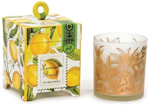 Michel Design Works Gift Boxed Soy Wax Candle, 6.5-Ounce, Lemon Basil