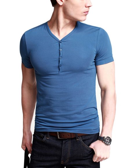 iLoveSIA Mens Henley T-shirts With Short Sleeve Slim Fit Button Placket