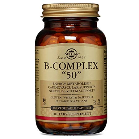 Solgar B-Complex"50", Energy Metabolism, Suitable for Vegans, 100 Vegetable Capsules