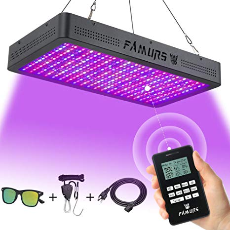 FAMURS 3000W LED Grow Light, Remote Control-Series Grow Lamp with Timer/Thermometer Humidity Monitor and Adjustable Rope,Full Spectrum Plant Light for Indoor Plants Seeding Veg and Flower