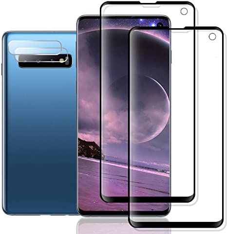 JKPNK Galaxy S10 Screen Protector   Camera Lens Protector [2 Pack   2 Pack] HD Full Coverage [Anti-Glare] [Bubble-Free] Screen Protector for Samsung Galaxy S10