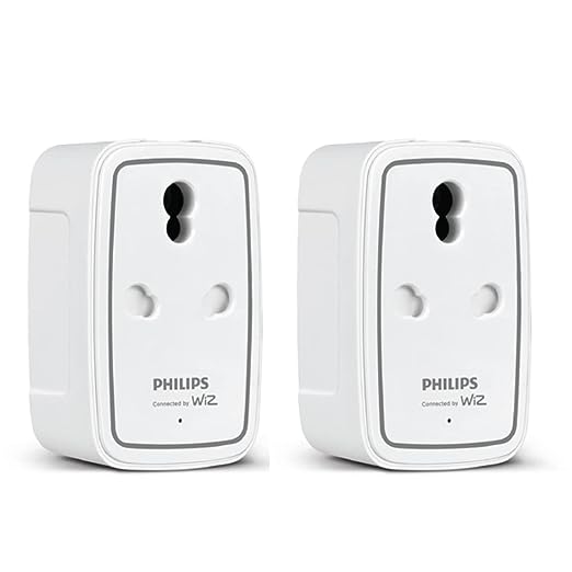 PHILIPS 6-16A Smart WiFi Plug | Wiz Connected Voice Controlled , Amazon Alexa & Google Assistant Compatible Smart Plug with Energy Consumption Monitoring Pack of 2