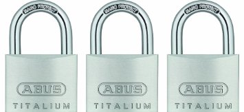 ABUS 64TI40 3-PACK C KA Titalium Aluminum Alloy Keyed Alike Padlock set of 3 1-12-Inch Padlock with 14-Inch Diameter Nano Protect Steel Shackle