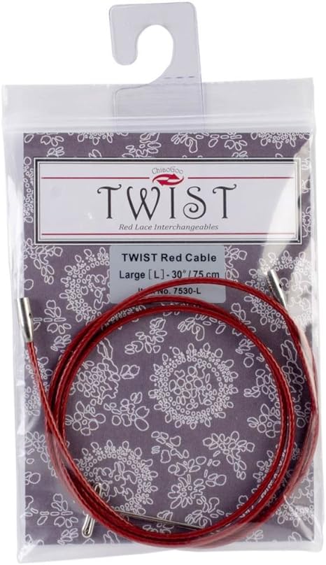 ChiaoGoo Cable 30 inch (75cm) with Key for Twist Red Lace Interchangeable Large Knitting Needle Set 7530-L