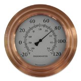 8 Copper Finish Decorative Indoor  Outdoor Patio Wall Thermometer