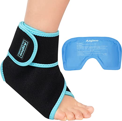 Maginno Ankle Ice Pack Wrap for Injuries Reusable, Ankle Brace Hot Cold Compression Therapy, Foot Ice Pack Gel for Relief Sports Injury, Achilles Tendonitis, Sprained Ankle and Heel, Plantar Fasciitis