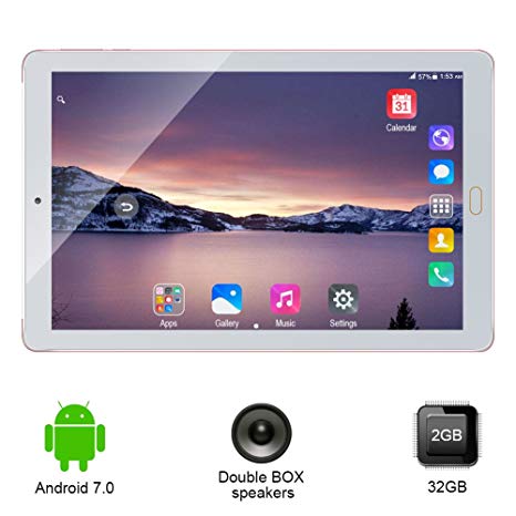 10.1" Inch Android Tablet PC,PADGENE T9 2GB RAM 32GB Storage Phablet Tablet Quad Core Unlocked 3G Cell Phone Tablets Dual Camera Sim Card Slots, Wifi, GPS, Bluetooth 4.0,1280x800 HD IPS Screen Display, Google Play [2018 New Release]