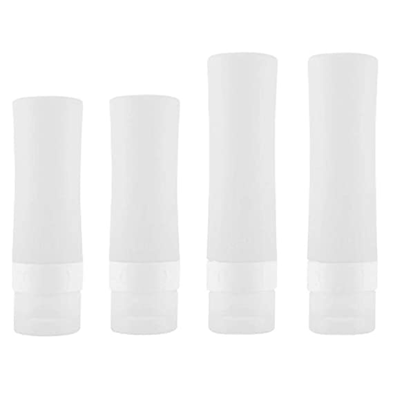 Travel Bottles Silicone Containers Set for Toiletries, Vonpri Refillable Squeezable Spray Bottles TSA Approved for Shampoo Conditioner Lotion Face Body Wash (Clear 4 pack)