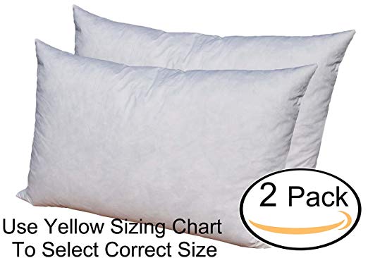 Pillowflex 95% Feather by 5% Down Pillow Form Insert Stuffers for throw sham covers and cushions (Set of 2 20 Inch by 30 Inch)