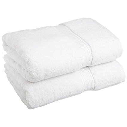 Superior 900 Gram 100% Premium Long-Staple Combed Cotton 2-Piece Bath Towel Set, White