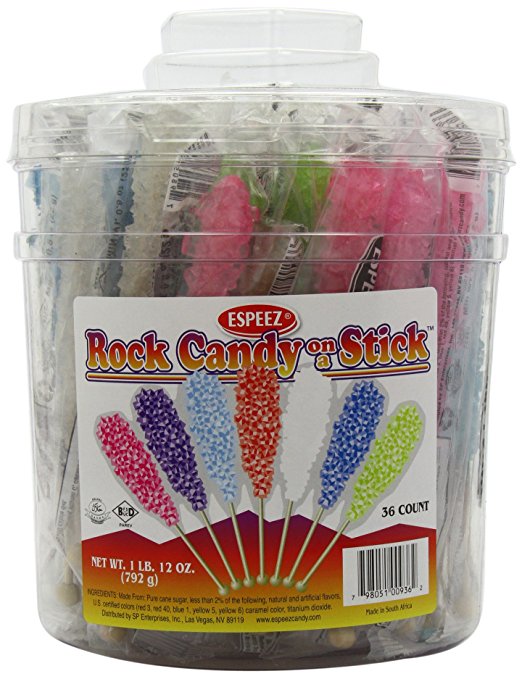 Rock Candy Crystal Sticks 36 Count, Net Wt. 1 Lb 12oz