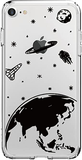 for iPhone 5 5S SE Case, for iPhone 5/5S Cases, CrazyLemon Transparent Silicone Ultra Thin Clear Soft Gel TPU Lightweight Case Cover with 3D Creative Cute Cartoon Pattern for iPhone 5 5S SE - Space
