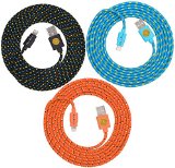 3PK 2M6Ft High Quality Braided Lightning Charging Cables with NEW DESIGN for Apple iPhone 5 5C 5SiPhone 6 iPad 4 Mini iPod Touch 5Nano 7 8 pin to USB orge-blue-blk