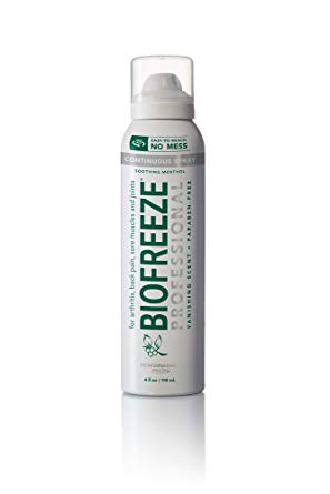 Biofreeze Professional Pain Relieving Spray,Topical Analgesic for Enhanced Relief of Arthritis, Muscle, Joint Pain, NSAID Free Pain Reliever Cream, 4 oz. 360° Spray, Colorless Formula, 10.5% Menthol