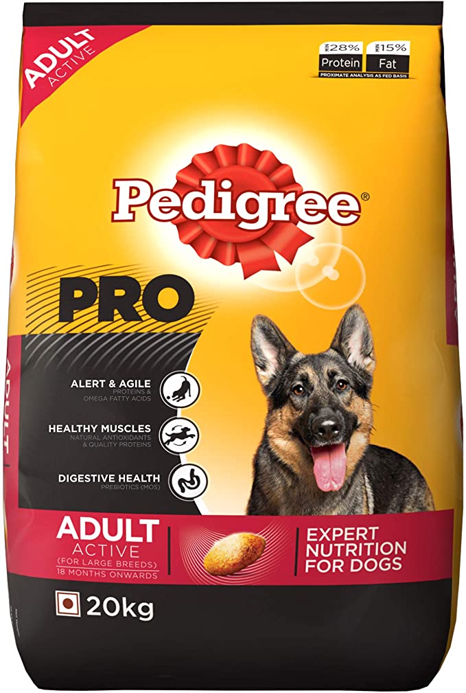 Pedigree PRO Expert Nutrition Active Adult Large Breed Dog (18 Months Onwards) Dry Dog Food, 20kg Pack