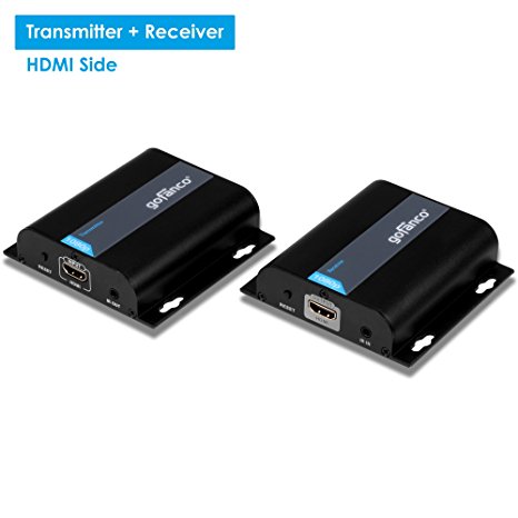 gofanco 120m HDMI Extender over TCP/IP and cat5e/cat6 cable with 1 to many capability & remote IR control - Up to 395ft (120m) distance at 1080p resolution