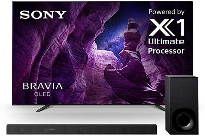 Sony A8H 55 Inch TV: BRAVIA OLED 4K Ultra HD Smart TV with HDR and Alexa Compatibility - 2020 Model with Home Theater Surround Sound Speaker System