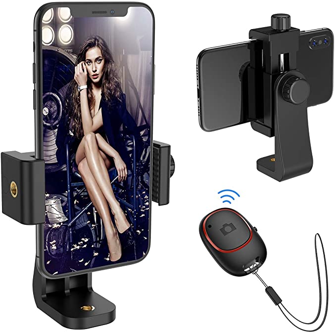 Mpow Phone Tripod Mount with Bluetooth 5.0 Remote Shutter, Phone Holder Adapter with 360°Adjustable Clamp, Compatible with iPhone 11 Pro, 11 Pro Max, 11, X, XR; Galaxy S20, S20 , S20 Ultra and More