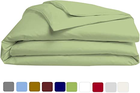 1 Piece Duvet Cover - Hotel Luxury Premium Bedding Set - Zipper Closer and Corner Ties in Comforter Cover - 500 TC 100% Cotton Material - King/Cal-King Size - Sage Solid