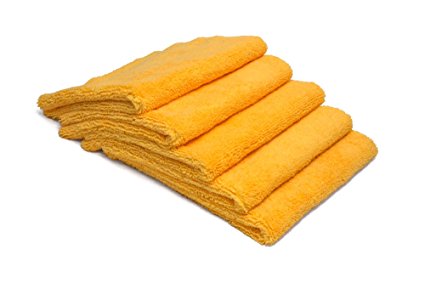 AUTOFIBER Zeroedge Detailing Towel (Pack of 5) Edgeless Microfiber Polishing, Buffing, Window, Glass, Waterless, Rinseless, Car Wash Towels (Gold)